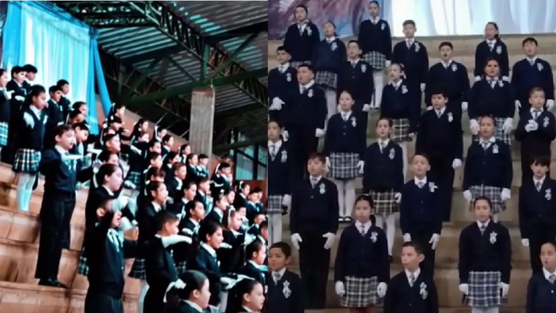 El video del acto escolar en Misiones se volvió viral en redes sociales y llegó hasta Paz Martínez, que lo compartió en sus cuentas (Composición fotográfica)