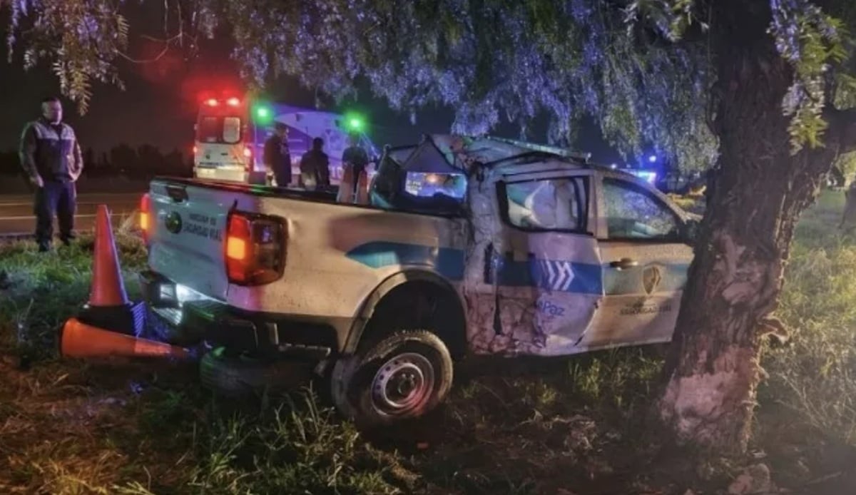 El conductor de la camioneta de Seguridad Vial de La Paz perdió el control del vehículo e impactó contra un árbol: trasladaba a varios familiares del penitenciario secuestrado (2634 Diario)