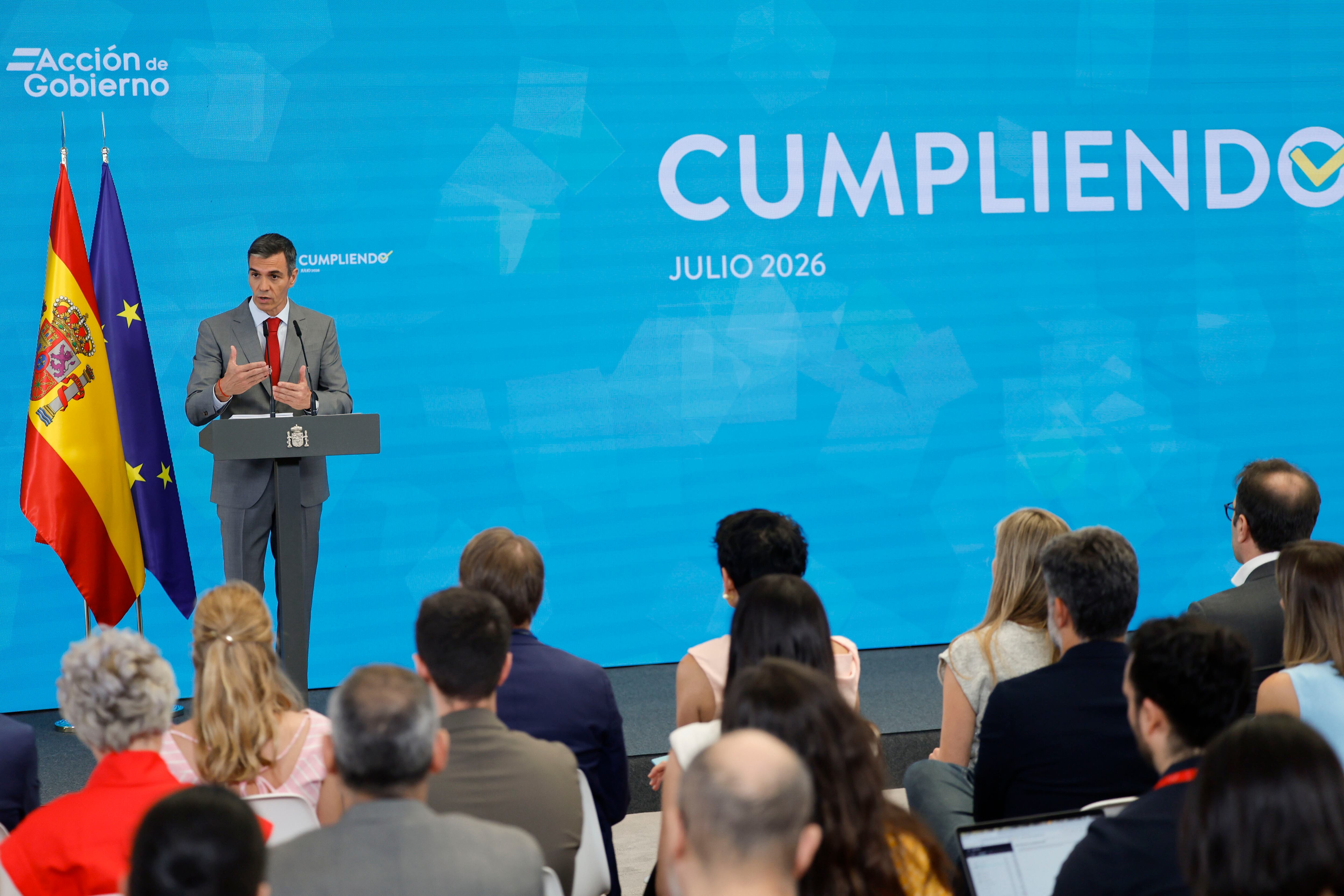 El presidente del Gobierno, Pedro Sánchez, hace balance este martes de un difícil curso político. (EFE/ Mariscal)