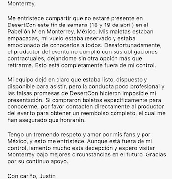 El evento se llevaría a cabo el fin de semana en la ciudad de Monterrey.
