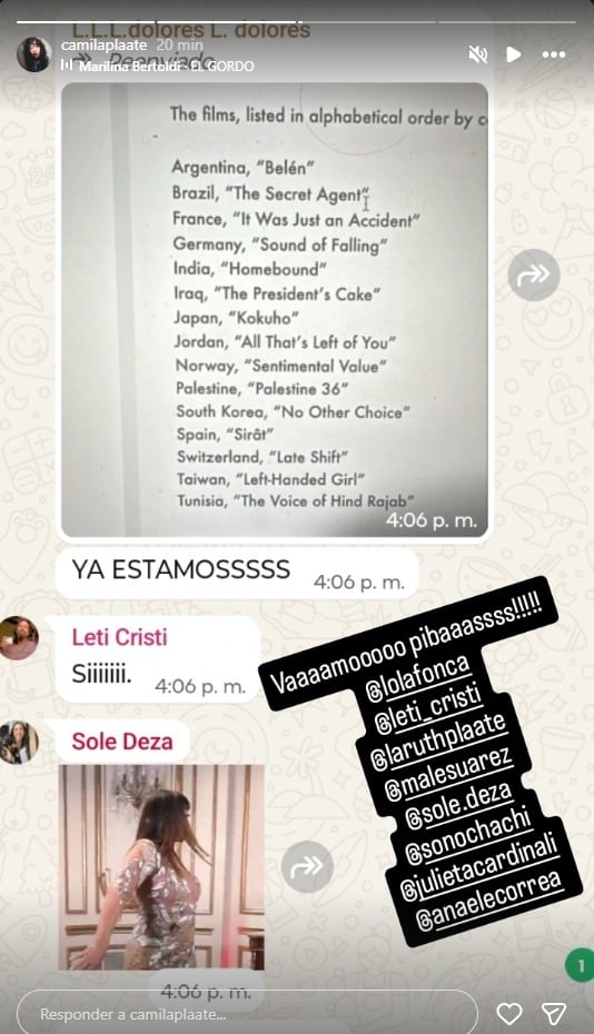 La celebración en el grupo de Whatsapp