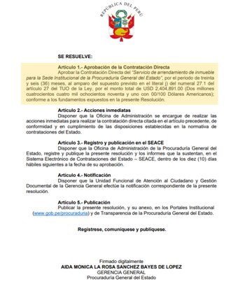 Resolución de la Gerencia General