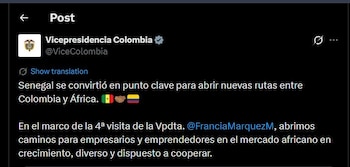 Vicepresidencia de Colombia habló de