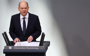 German Chancellor Olaf Scholz speaks