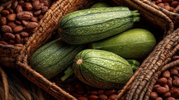 Calabacitas frescas recién cosechadas, ingrediente