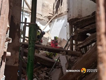 El edificio en obras que se ha derrumbado. (Diputación de Huesca)