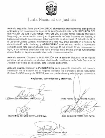 Resolución de la JNJ que