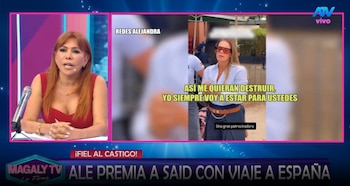 “Lo premió con un viaje”: Magaly cuestiona a Alejandra Baigorria por llevar a Said a España. Captura: Magaly TV La Firme.
