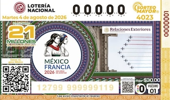 Así será el nuevo billete de Lotería Nacional por relaciones diplomáticas entre México y Estados Unidos.
Crédito: Gobierno de México