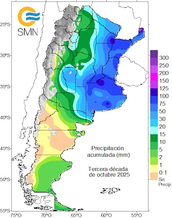 The amount of accumulated rain