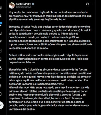 Petro señaló que el es