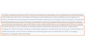 Pronunciamiento de la FIFA sobre