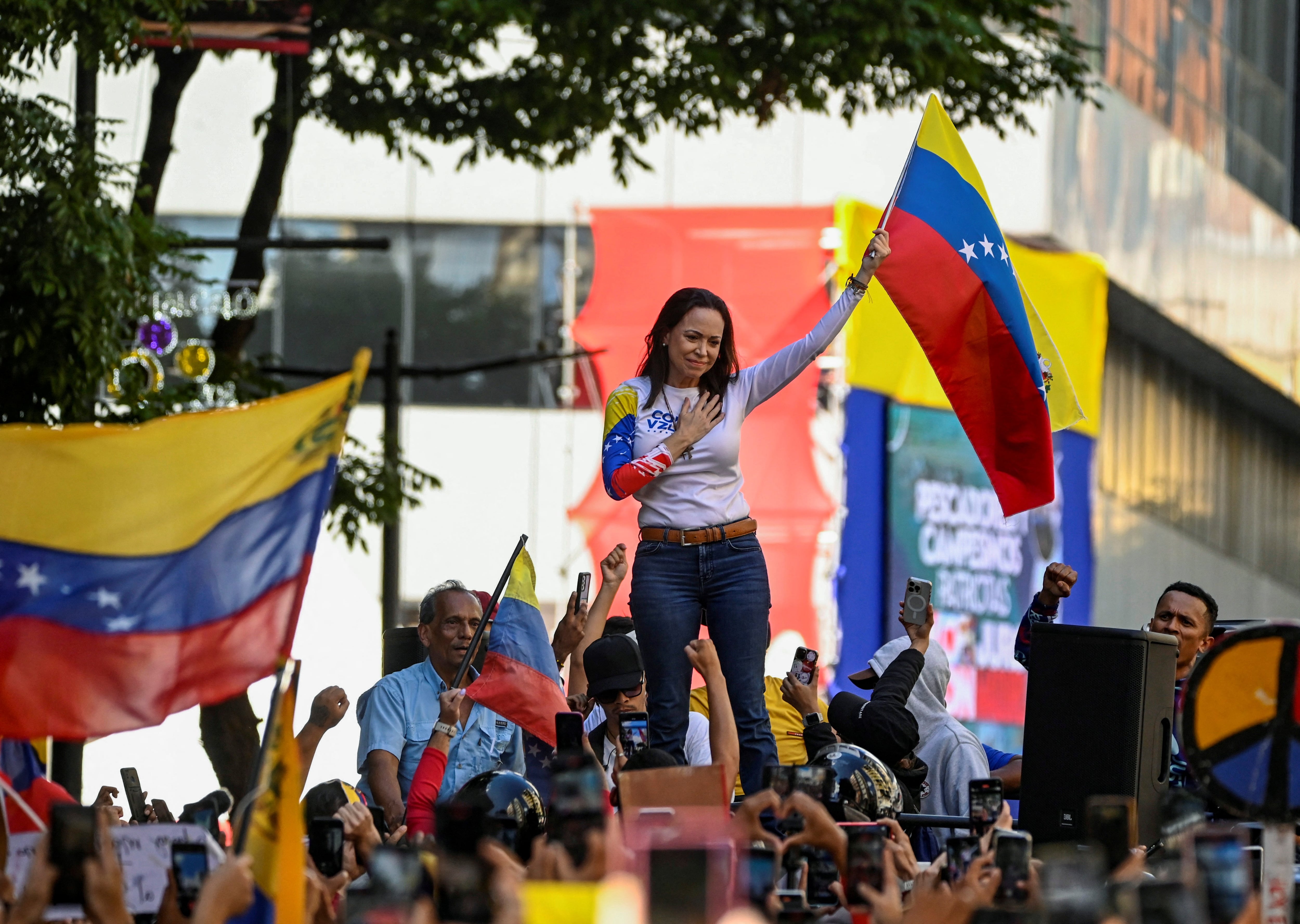 La líder opositora María Corina Machado (REUTERS/Maxwell Briceno)