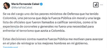 Cabal señaló que la administración