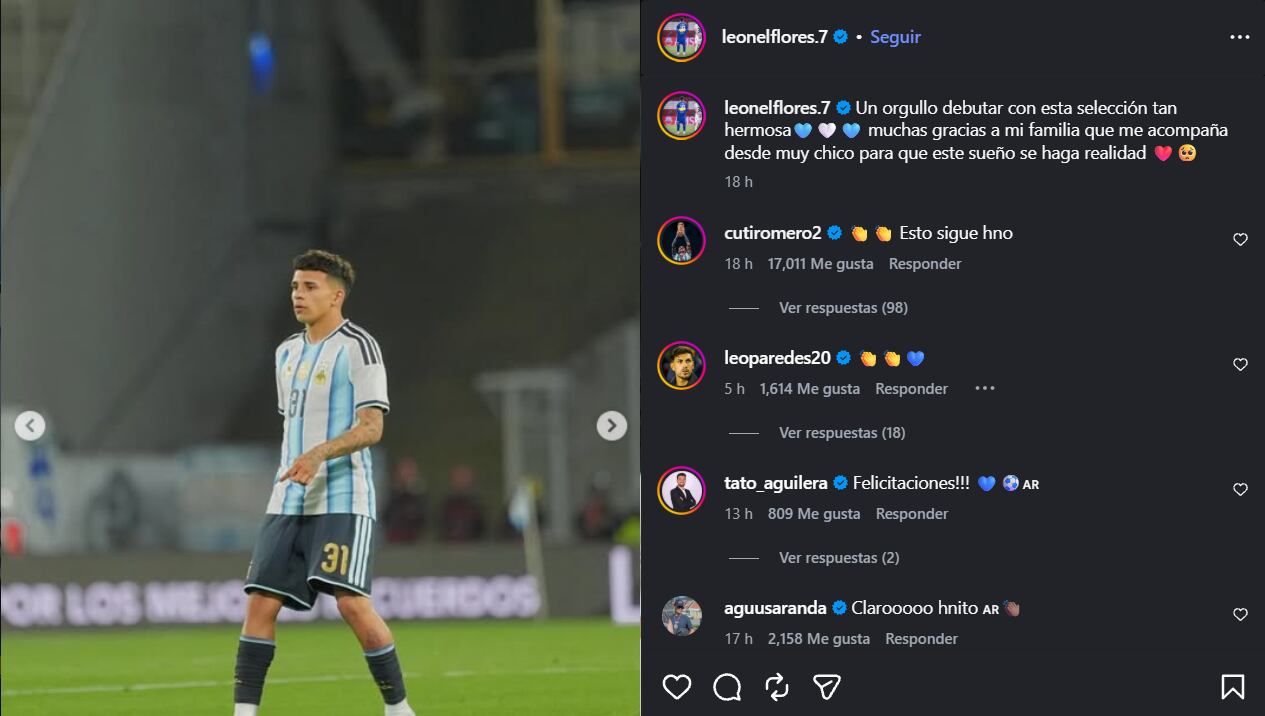 El posteo de Flores y el comentario del Cuti