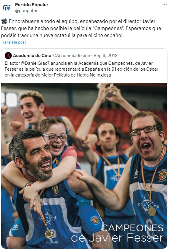 El Partido Popular celebrando que 