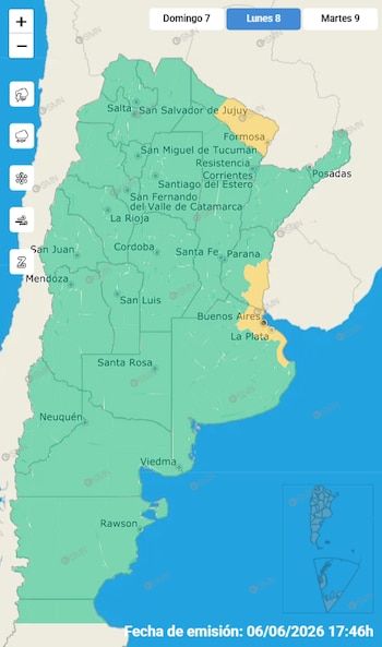 Alerta amarilla para el lunes 8 de junio