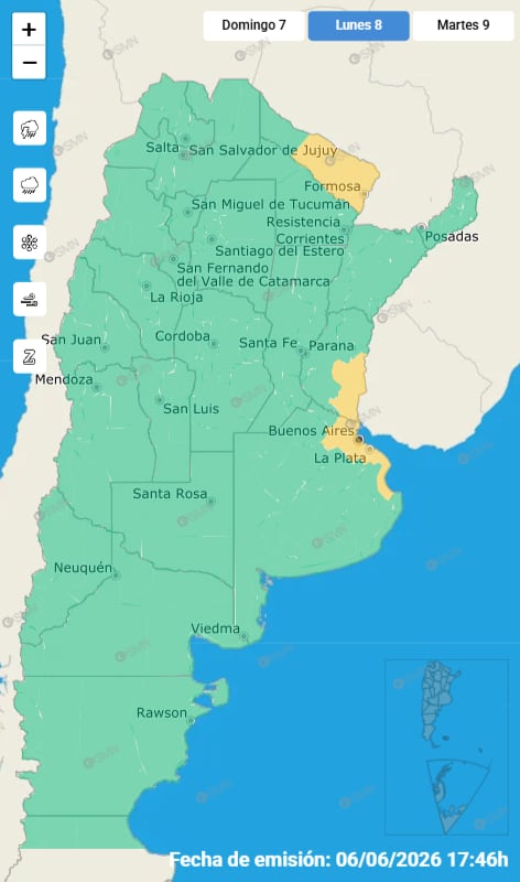 Alerta amarilla para el lunes 8 de junio