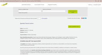 Información de las vacantes de