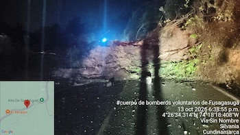 Cerrada la vía entre Sibaté y Fusagasugá tras un deslizamiento causado por las fuertes lluvias en Cundinamarca