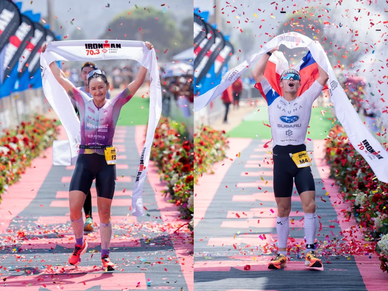 Martín Baeza y Léa Riccoboni alcanzaron la gloria en el Ironman 70.3 Perú