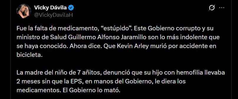 Vicky Dávila - crédito @VickyDavilaH/X