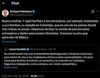 Enrique Peñalosa reaccionó a la