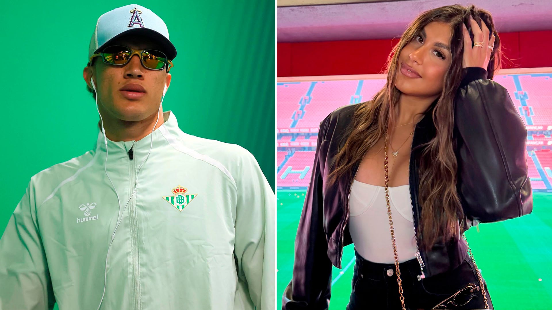 Nelson Deossa, vestido con una chaqueta deportiva, y Daniela Sánchez, con una chaqueta de cuero, posan en una imagen dividida que resalta su presencia. (Instagram)