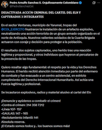 El ministerio de Defensa destacó