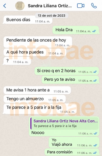 Chat entre Sandra Ortiz y Sneyder Pinilla