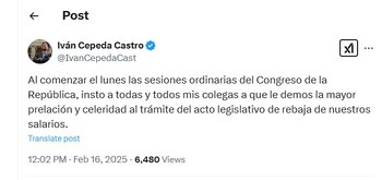 El senador Iván Cepeda en