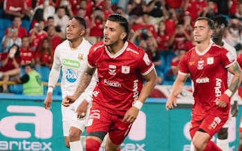 Con gol de Yeison "Peinadito" Guzmán, el rojo del Valle del Cauca venció a Águilas en el Pascual Guerrero-crédito @AmericadeCali/X