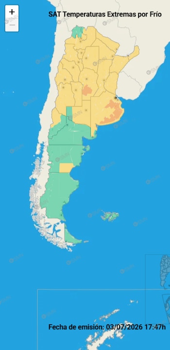 El Servicio Meteorológico Nacional mantiene vigente el sistema de alertas naranja y amarilla