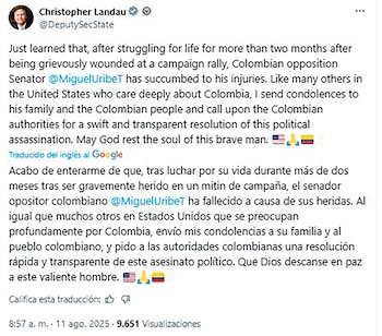 Tweet de Christopher Landau.