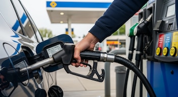 Un conductor llena el depósito