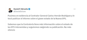 Briceño exige responsabilidad política y fiscal ante lo que califica como una crisis anunciada - crédito @Danielbricen/X