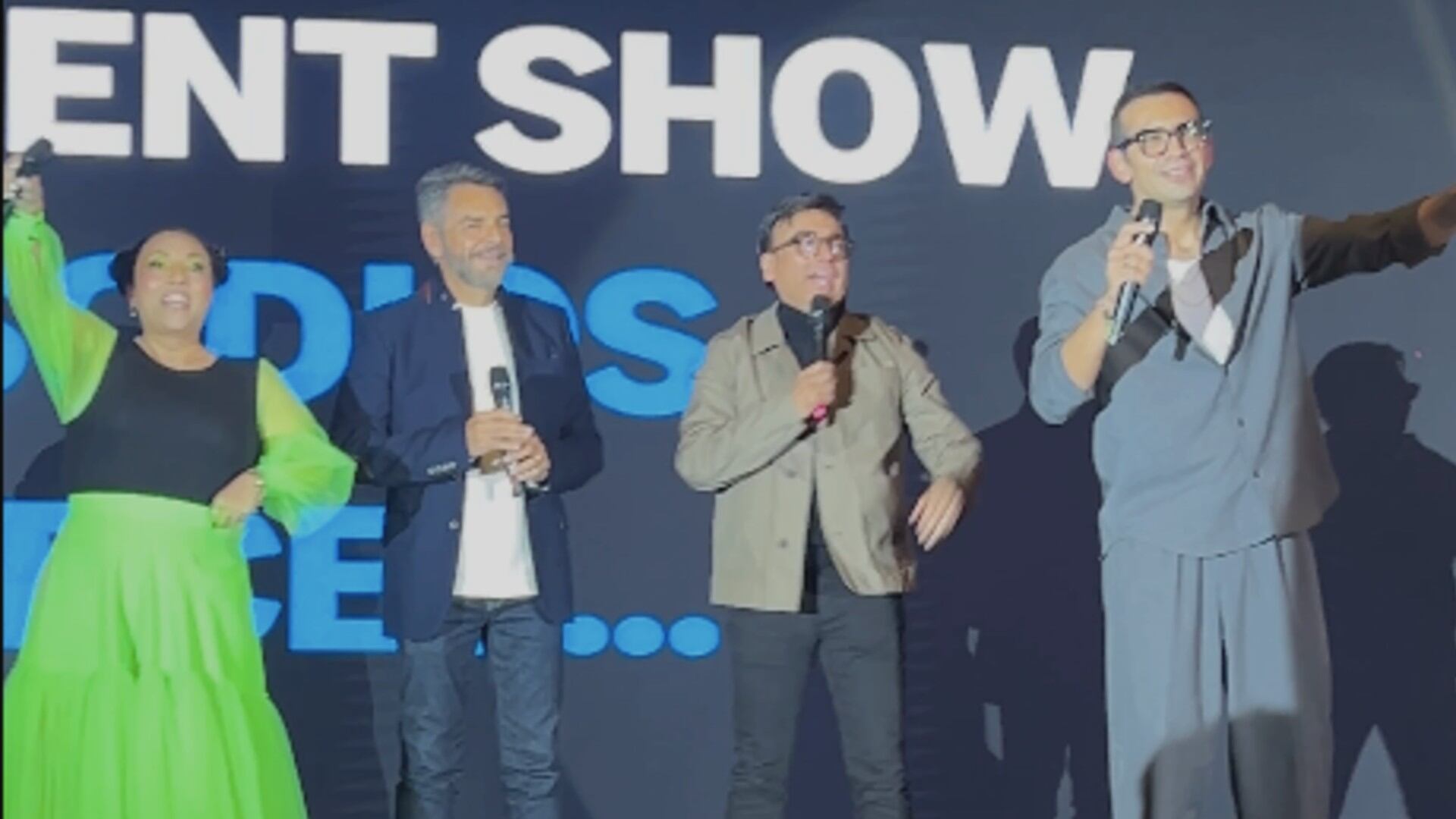 Michelle Rodríguez, Eugenio Derbez, Adal Ramones y El Capi Pérez presentan LOL: Buscando Talento. (Foto: Luis Angel H Mora, Infobae México)