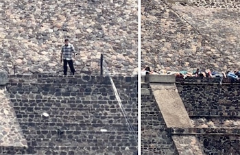 El atacante subió a los niveles superiores de la Pirámide de la Luna y discutió con varios turistas antes de disparar. (REUTERS/Barack)