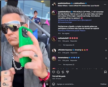 Robbie Williams compartió su emoción por ser parte de la ceremonia de clausura del Mundial.