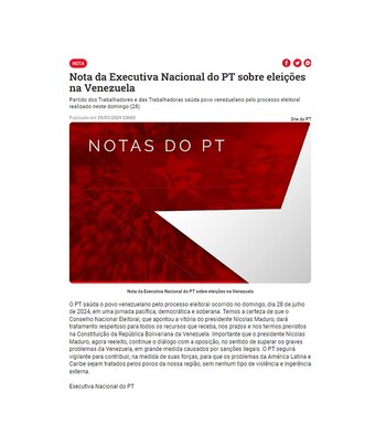 El comunicado del PT sobre