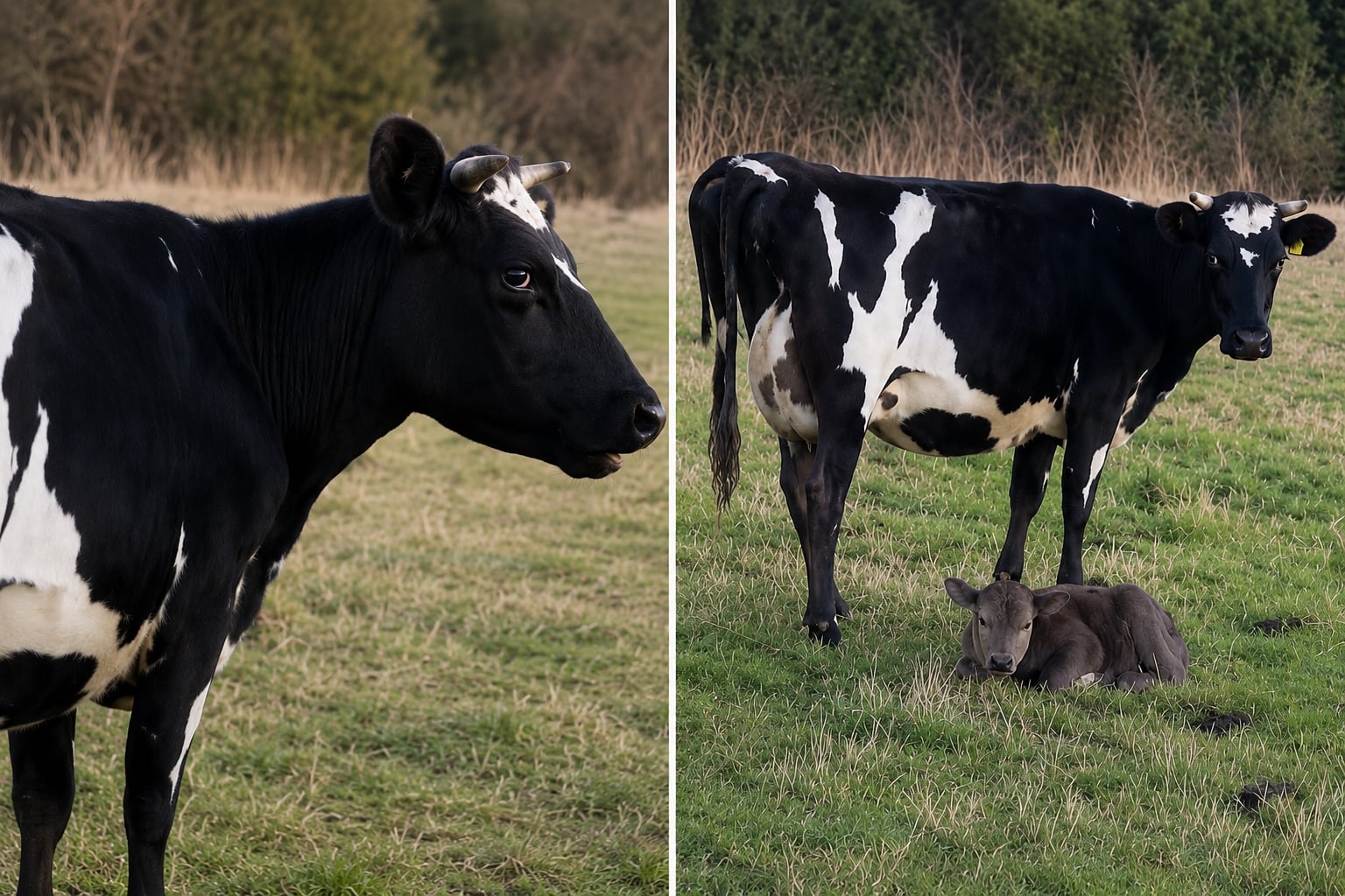 Una vaca junto a su ternero recién nacido, la escena que dio origen al video viral (TikTok)