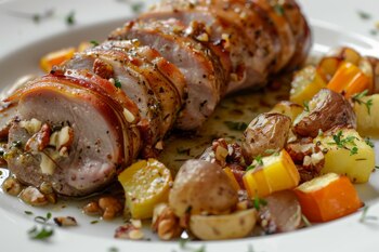 Lomo de cerdo con nueces.