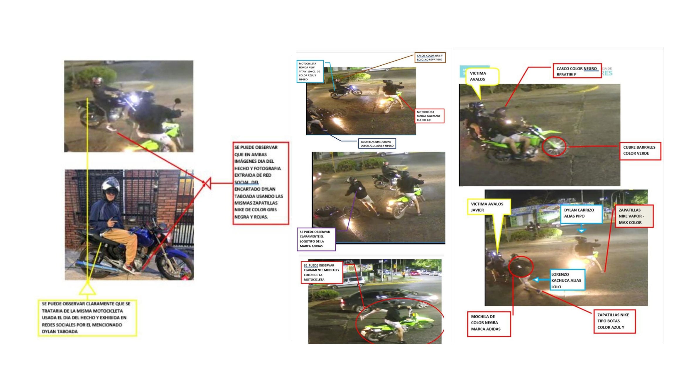 Imágenes clave para identificar a los sospechosos