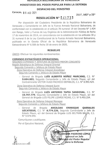 VENEZUELA NUEVO ALTO MANDO
