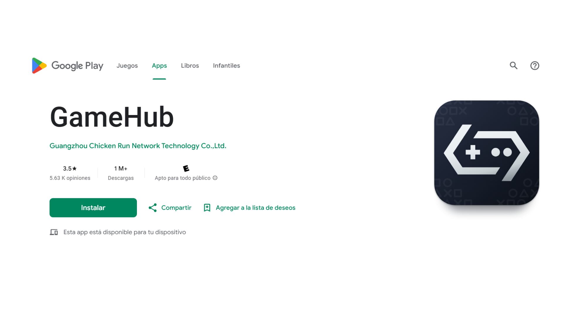GameHub puede ser descargada desde la tienda oficial de Android. (Google Play)