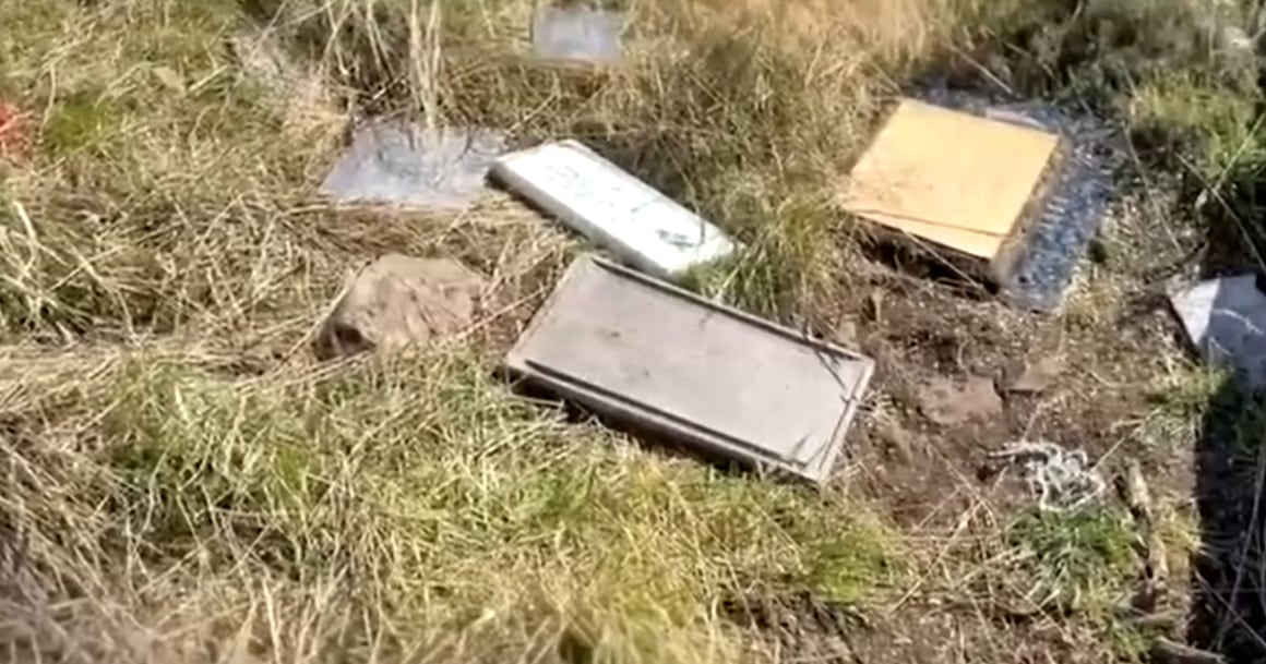 Las placas vandalizadas en el cementerio de Darwin