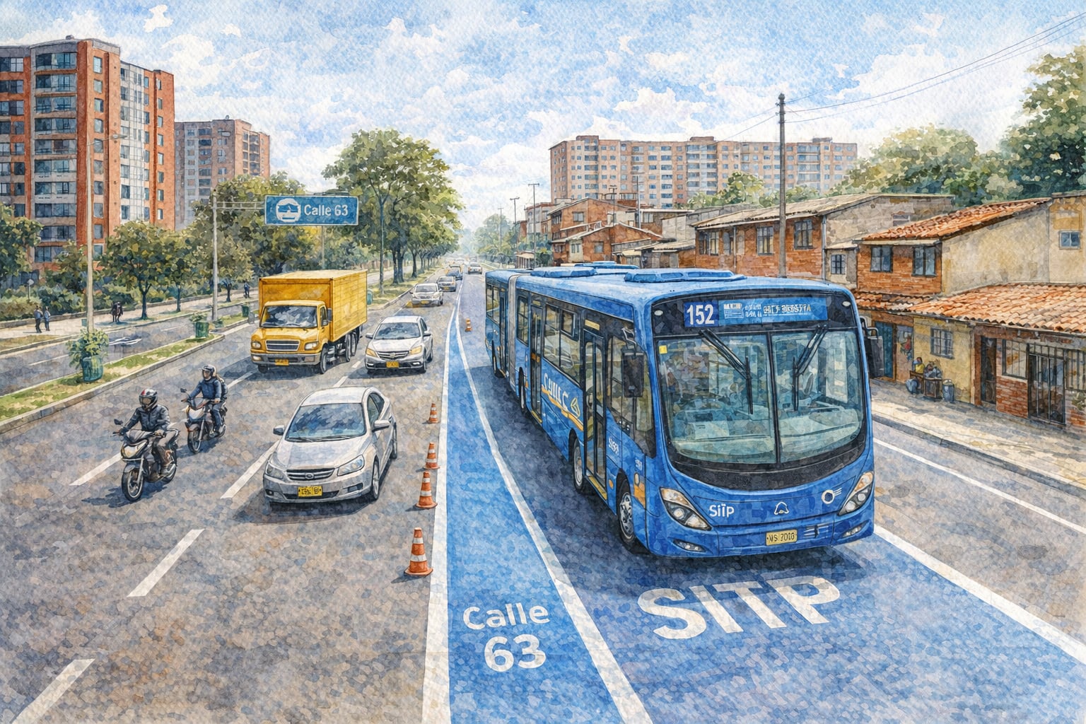 El carril preferencial del Sitp en la calle 63 funcionará las 24 horas para priorizar los recorridos de cerca de 7.000 usuarios diarios del transporte público en Bogotá - crédito Imagen Ilustrativa Infobae
