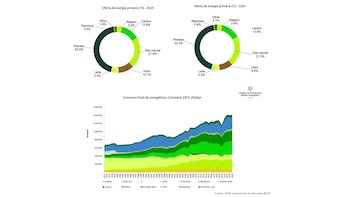 El investigador citó cifras del BECO 2024 de la UPME para explicar que la electricidad representa solo el 18% del consumo energético total y que la matriz primaria sigue siendo mayoritariamente fósil - crédito Unidad de Planeación Energética/X