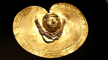 Madrid, Spain - January 16 2010: Gold Pectoral from Colombia.