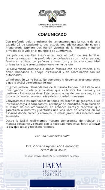 Comunicado de la UAEM.